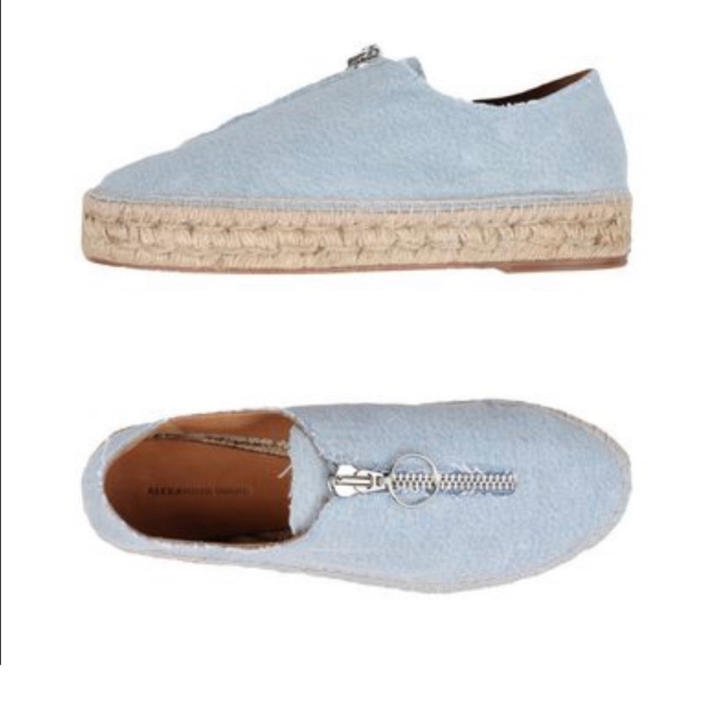 Alexander Wang Espadrille Light Blue Denim Slip-On Shoes Womens Size 39 / US 8.5